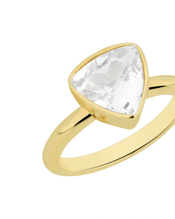 Anel Trilion Topázio Branco | Ouro Amarelo 18k