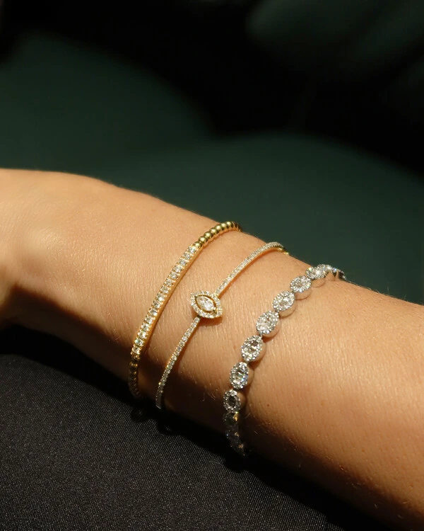 Pulseira Riviera Oval Diamante | Ouro Branco 18k