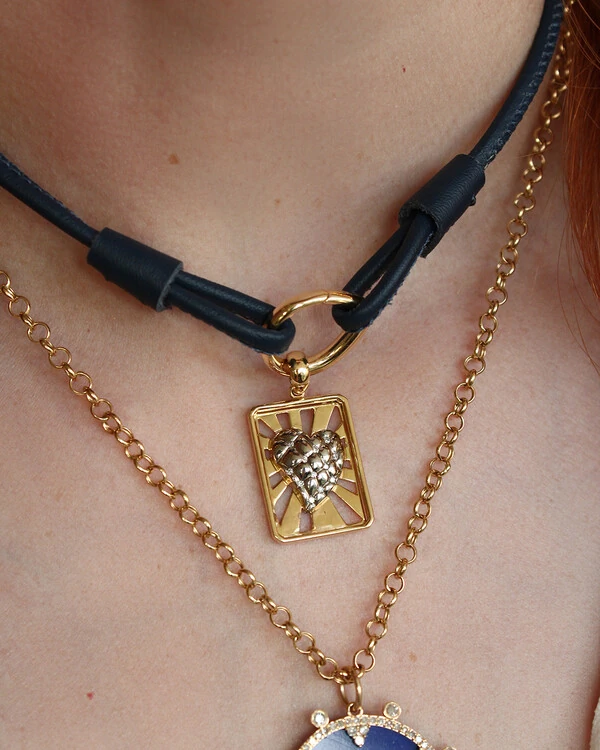 Pingente Coração Diamante | Ouro Amarelo e Branco 18k