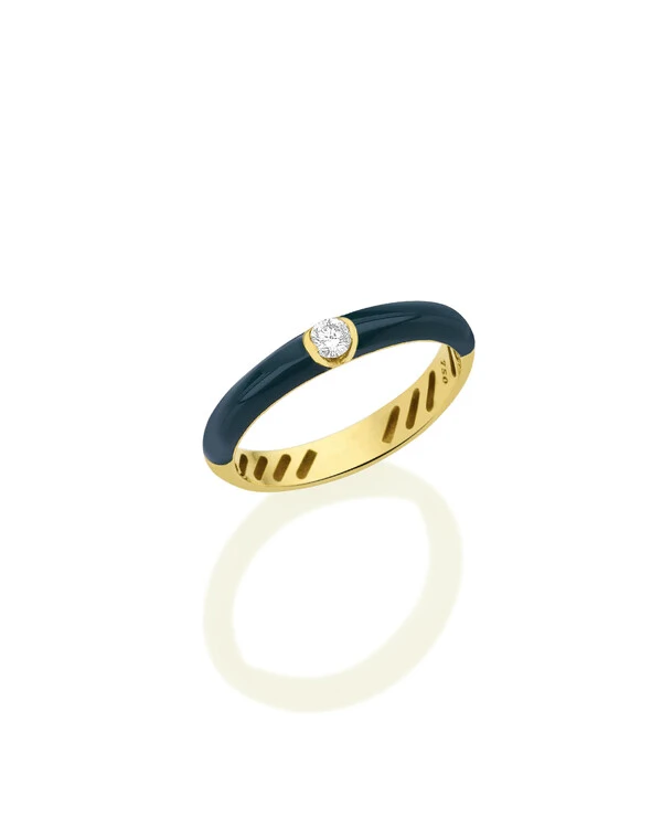 Anel Resina Verde Diamante | Ouro Amarelo 18k