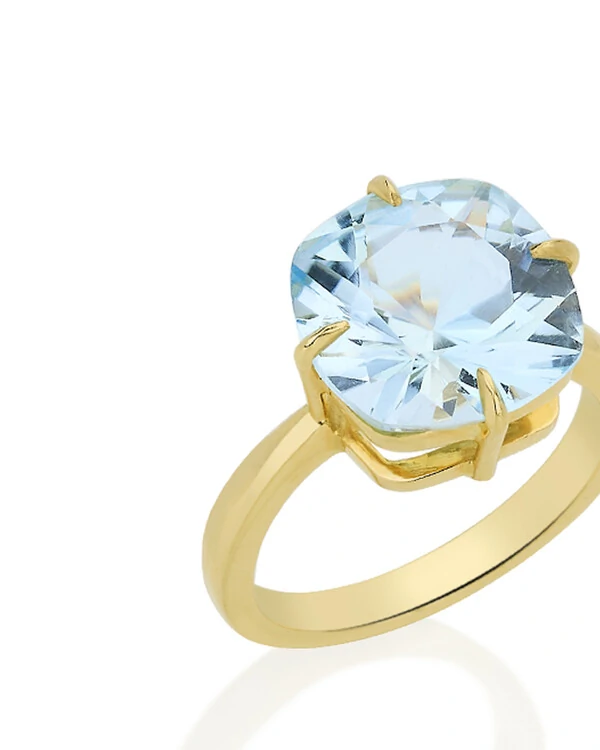 Anel Topázio Azul | Ouro Amarelo 18k