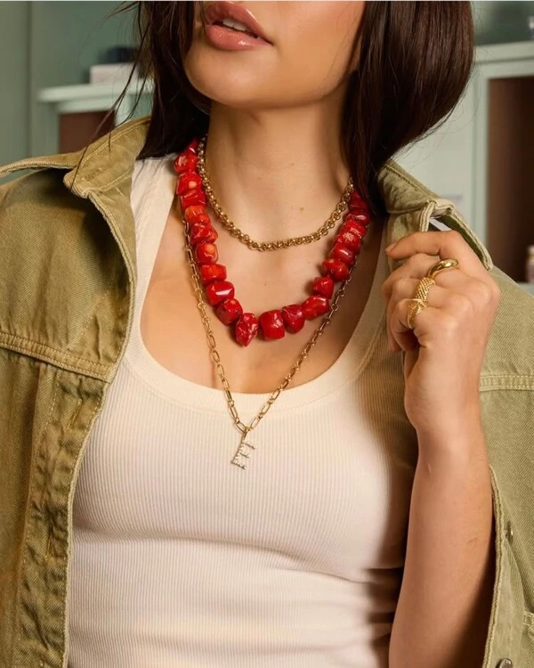 Colar Coral Vermelho | Ouro Amarelo 18k