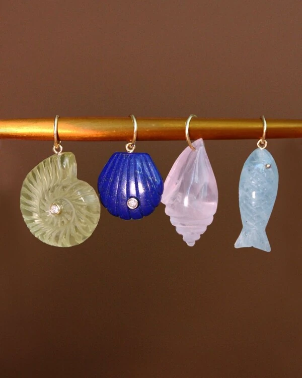 Pingente Concha Caramujo Quartzo Rosa | Ouro Amarelo 18k