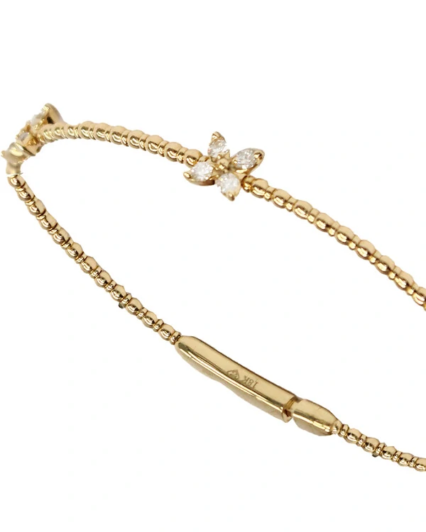 Pulseira Algema Flor Diamante | Ouro Amarelo 18k