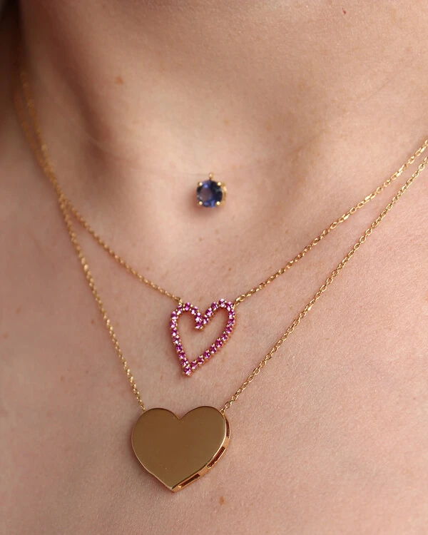 Colar Placa Coração | Ouro Amarelo 18K