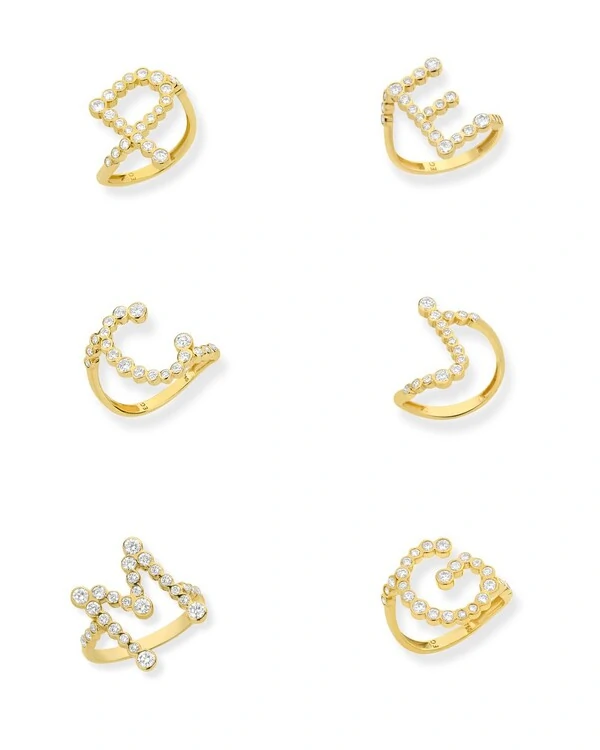 Anel Duet Letra Diamante | Ouro Amarelo 18k