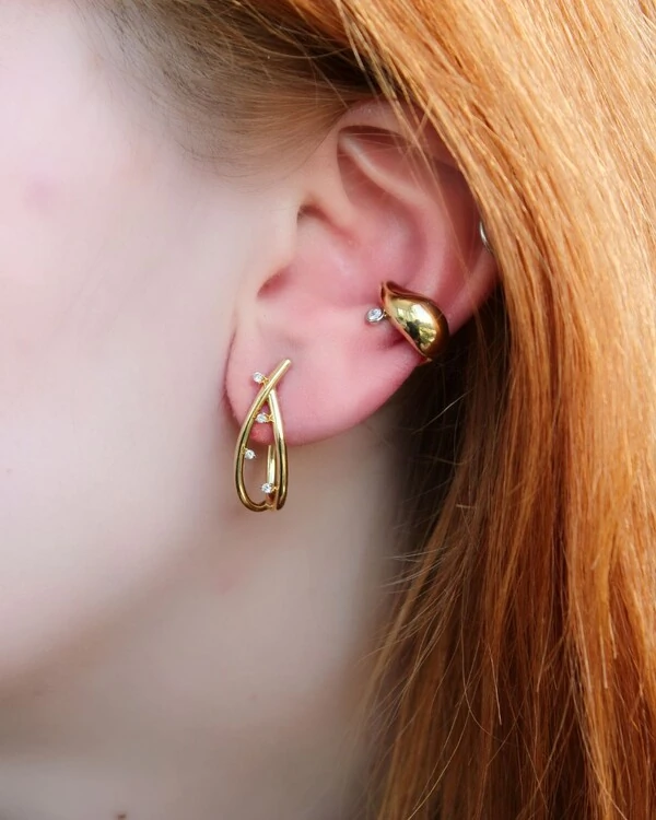 Brinco Gota Vazada Diamante | Ouro Amarelo 18k