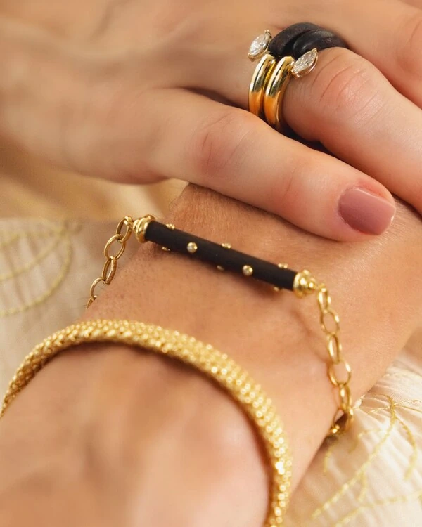 Pulseira Hygge Diamante e Madeira | Ouro Amarelo 18k