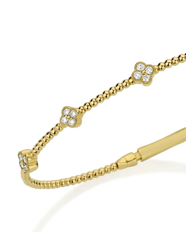 Pulseira Algema Trevo Diamante | Ouro Amarelo 18k