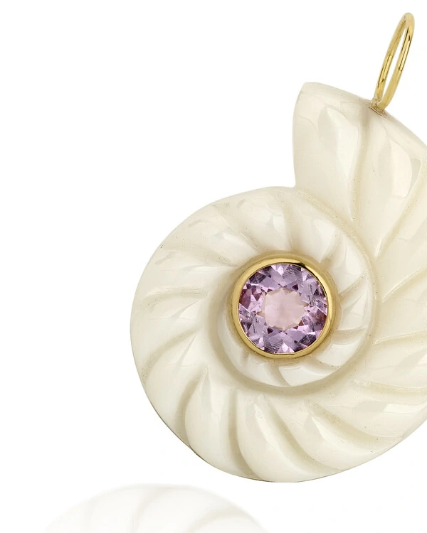 Pingente Concha Caracol Madrepérola e Ametista | Ouro Amarelo 18k