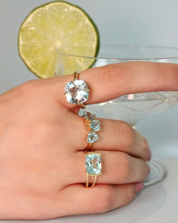 Anel Topázio Azul | Ouro Amarelo 18k