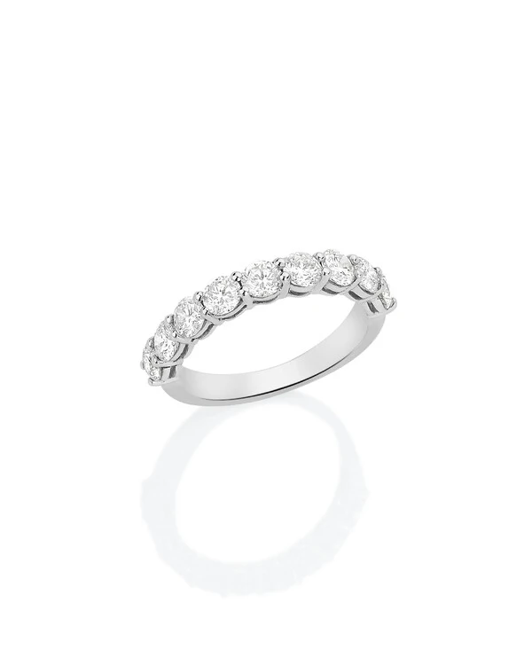 Meia aliança Diamante | Ouro Branco 18k