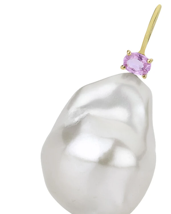 Pingente Pérola Barroca com Safira Rosa | Ouro Amarelo 18K