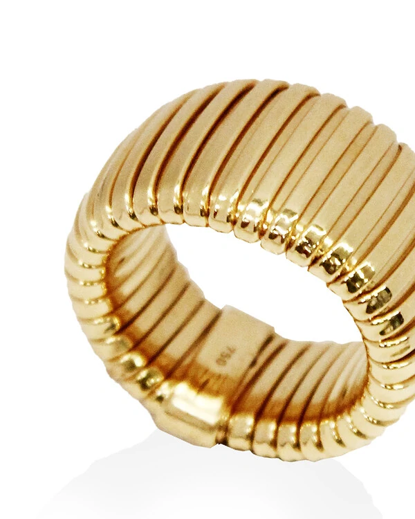 Anel Largo Filetes | Ouro Amarelo 18k