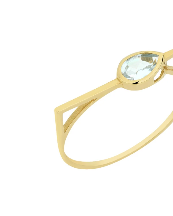 Anel Gota Topázio Sky | Ouro Amarelo 18k