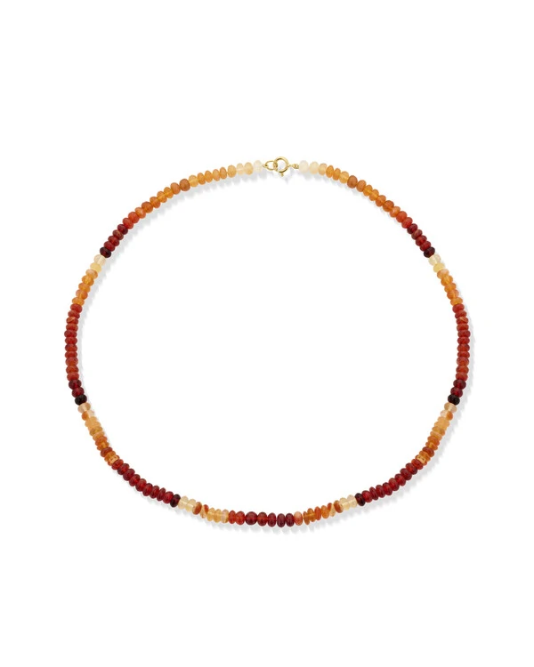 Colar Opala Laranja | Ouro Amarelo 18k