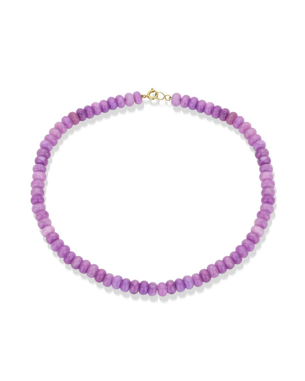 Colar Disco Quartzo Aventurina Lilás | Ouro Amarelo 18k