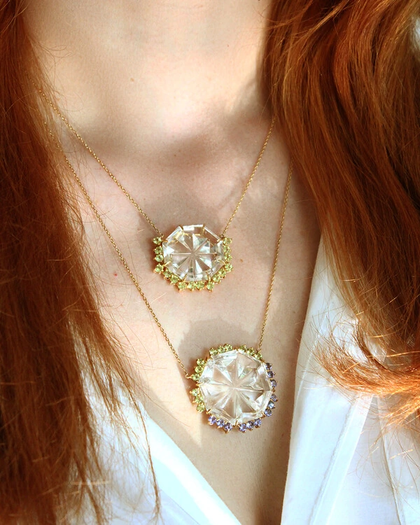 Colar Cristal e Peridoto