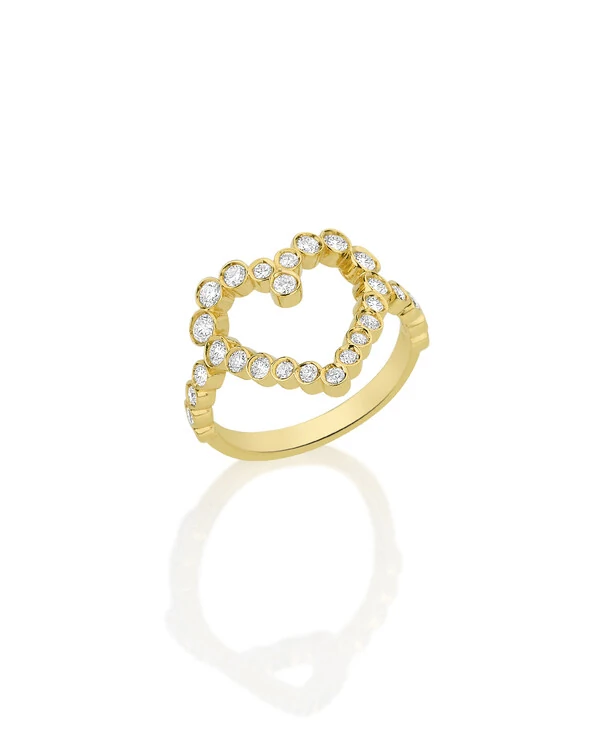 Anel Duet Coração Diamante | Ouro Amarelo 18k