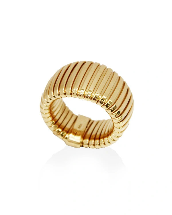 Anel Largo Filetes | Ouro Amarelo 18k