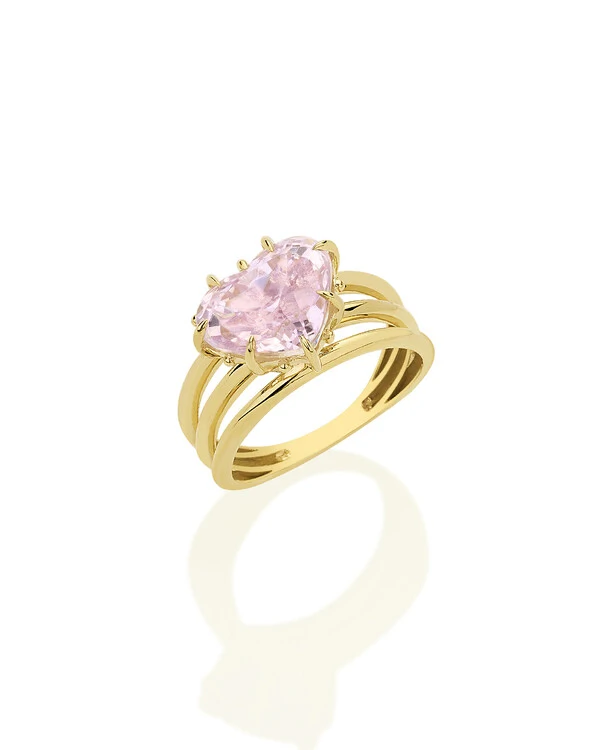 Anel Kunzita Fios | Ouro Amarelo 18k