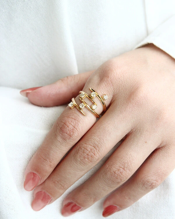 Anel Cinco Aros Diamante | Ouro Amarelo 18K
