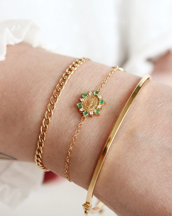 Pulseira Nossa Senhora Das Graças Esmeralda