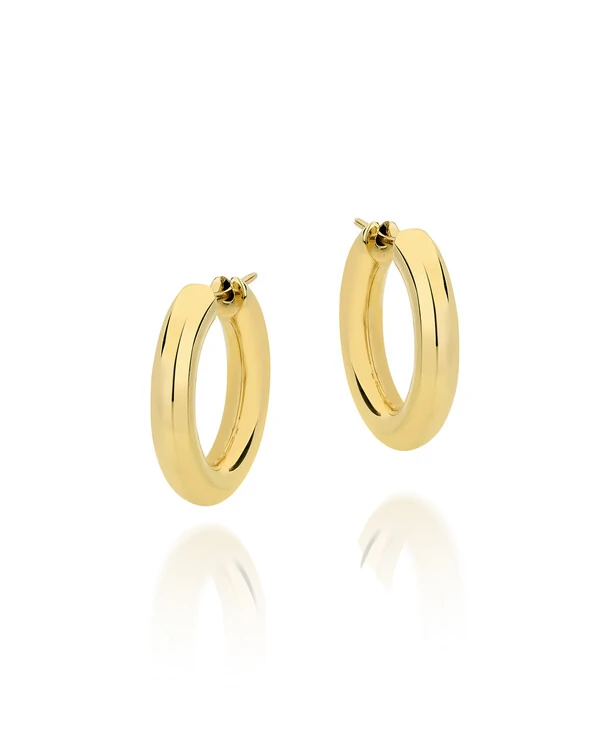 Brinco Argola Redonda Tubular Média | Ouro Amarelo 18k