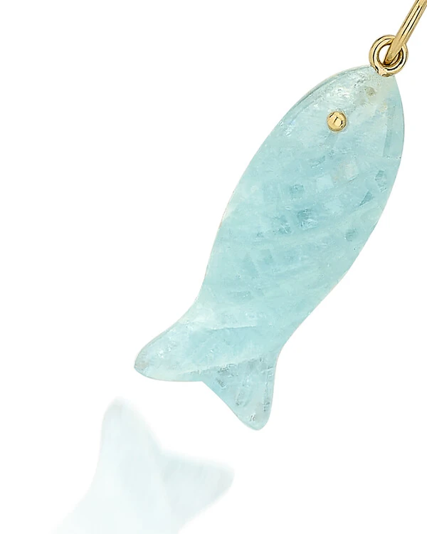 Pingente Peixe Água Marinha | Ouro Amarelo 18k