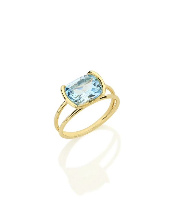 Anel Topázio Azul | Ouro Amarelo 18k