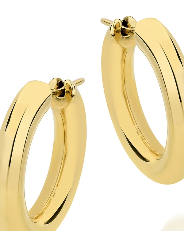 Brinco Argola Redonda Tubular Média | Ouro Amarelo 18k