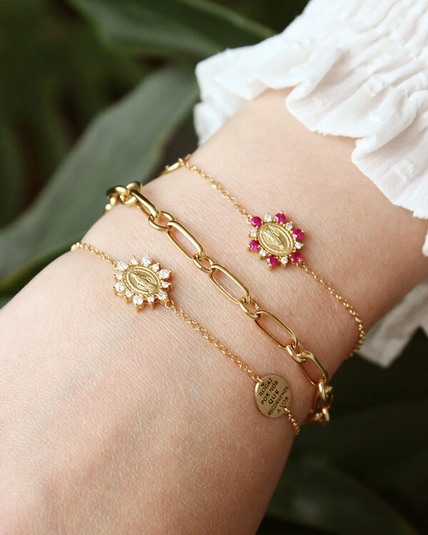 Pulseira N. Sra. Das Graças Diamantes Ouro Amarelo