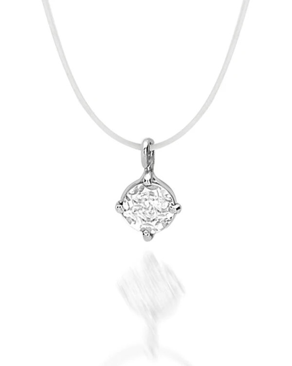 Colar Nylon Topázio Branco | Ouro Branco 18K