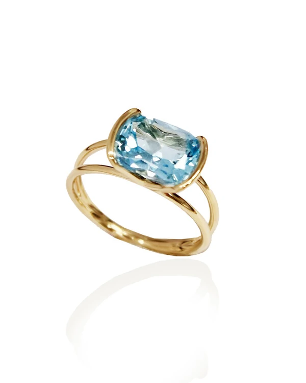Anel Topázio Azul | Ouro Amarelo 18k