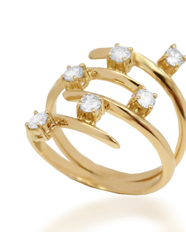 Anel Cinco Aros Diamante | Ouro Amarelo 18K