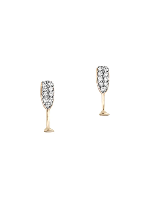 Brinco Mini Taça Diamante| Ouro Amarelo 18K