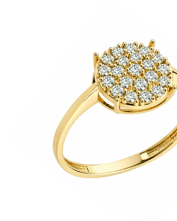 Anel Redondo Pavê Diamante | Ouro Amarelo 18k