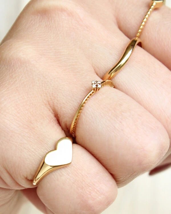 Anel Mini Chuveiro Diamante Ouro Amarelo