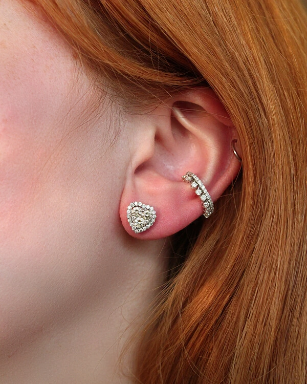 Piercing Diamante Pendurado | Ouro Branco 18k