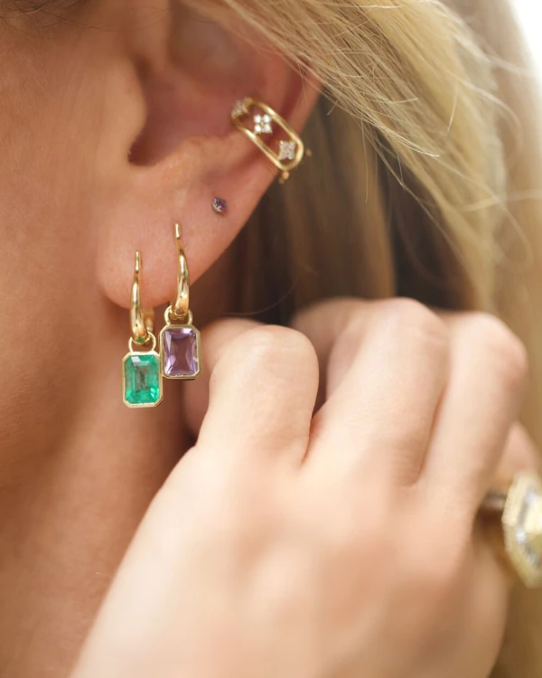 Argola Colorato Esmeralda | Ouro Amarelo 18k