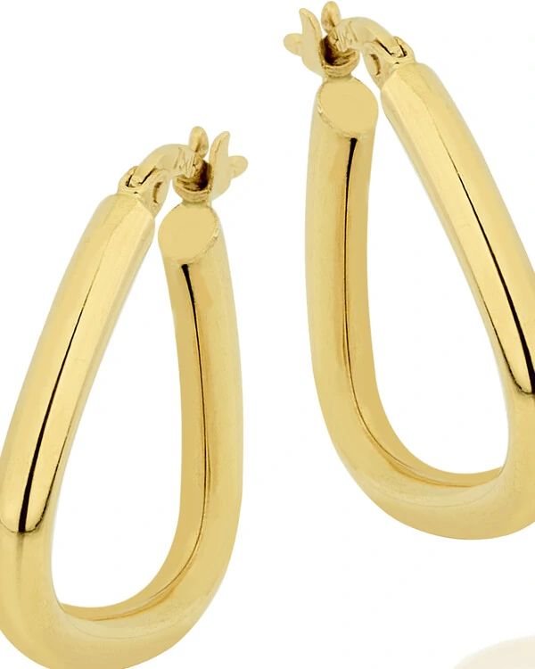 Brinco Argola Triangular Arredonda Menor | Ouro Amarelo 18K
