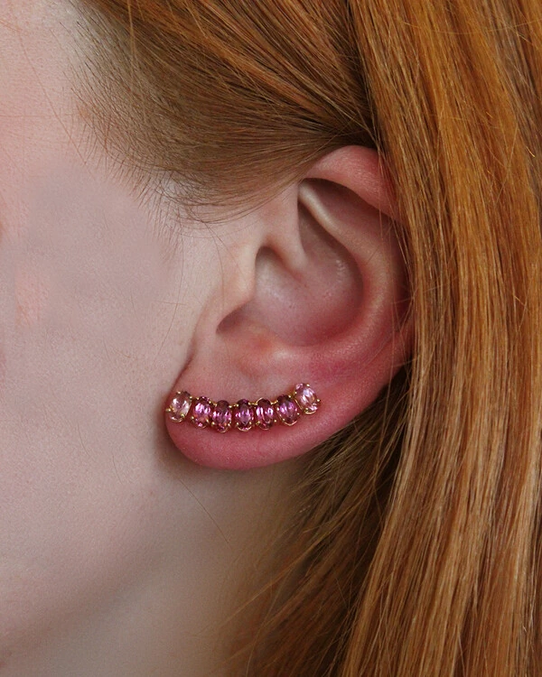 Ear Cuff Turmalina Rosa