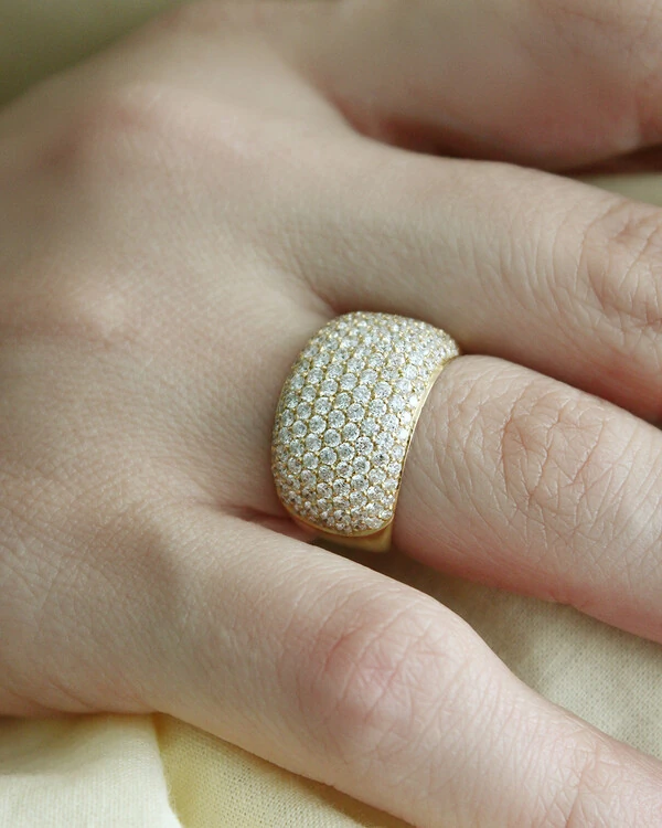 Anel Bombê Diamante | Ouro Amarelo 18k