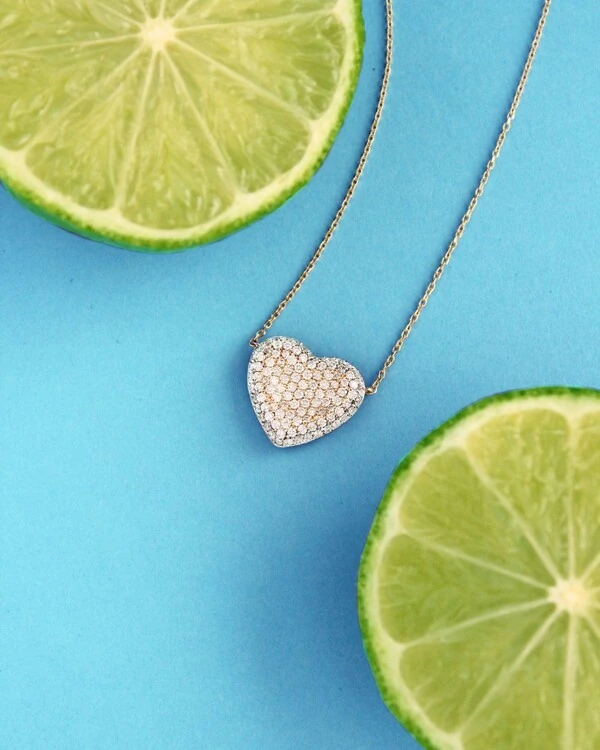 Colar Pavê Coração Diamante | Ouro Amarelo 18k