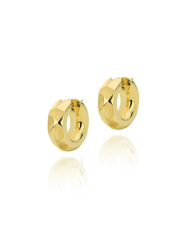 Brinco Argola Redonda Facetada | Ouro Amarelo 18k