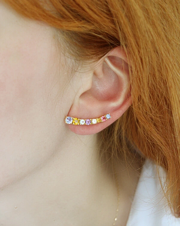 Ear Cuff Degrade Colorido | Ouro Amarelo 18k