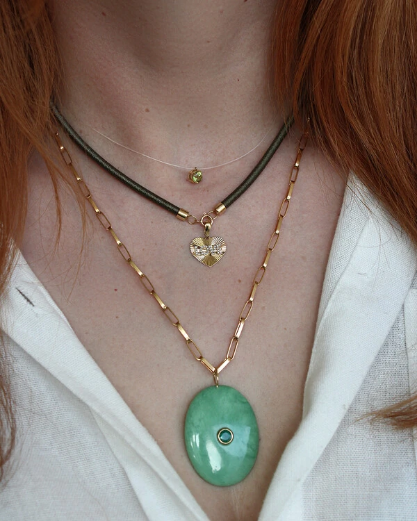 Colar Nylon Peridoto 5mm | Ouro Amarelo 18K
