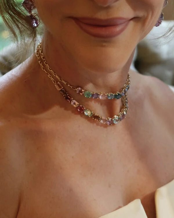 Choker Turmalinas Rosas | Ouro Amarelo 18k