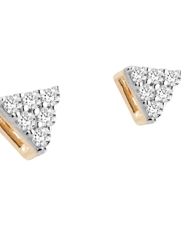 Brinco Mini Trilion Pavê Diamante | Ouro Amarelo 18K