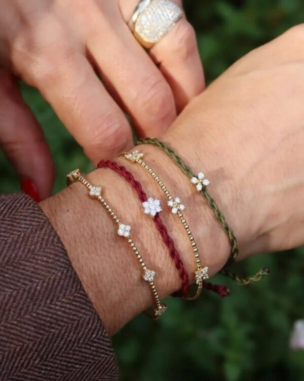 Pulseira Algema Flor Diamante | Ouro Amarelo 18k